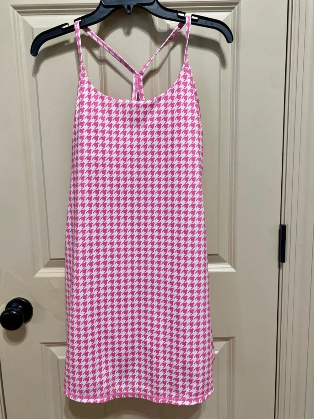 Pink Houndstooth Mini Dress Preppy Tenniscore Country Club Summer S
